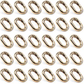 30pcs Black Oval Carabiner Metal Spring Loop Clip, Small Carabiner Metal Spring Key Ring for Bags, Keychain, Dog Tag Clips