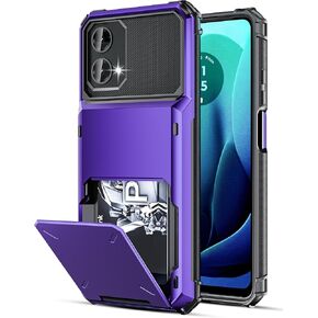 COOYA for Moto G 5G 2024 Case Wallet 5 Credit Card Holder Slot Flip Cover for Moto G 5G 2024 Wallet Case Back Pocket Dual Layer Protective Hard Shell TPU Rubber Bumper for Moto G 5G 2024 6.6-in Bronze