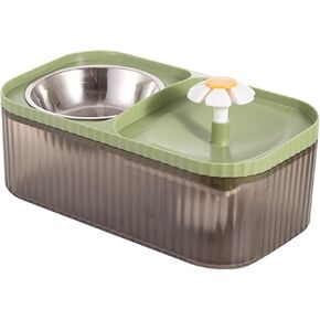 2 in 1 Cat Water Fountain and Food Bowl,Cat Fountain Water Bowl,Pet Water Bowl Fountain,Automatic Pet Water Dispenser,Cat Food and Water Bowl Set,Cat Feeding and Watering Supplies(Filters)