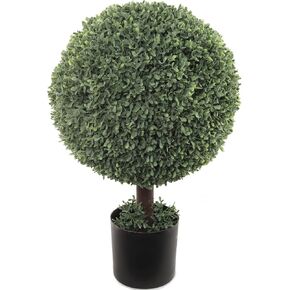 Artificial Boxwood Spiral Topiary Tree in Black Pot | 56-Inch | UV Resistant | Indoor/Outdoor Use | Faux Topiaries | Patio & Garden | Home & Office Decor