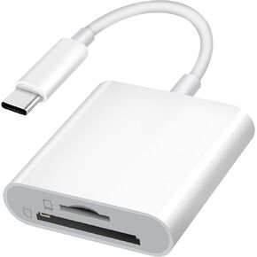 SD Card Reader for Android Phone iPhone 15(with USB Type C Connector) Camera Memory Card Adapter Supports SD TF Card Micro SD Card Plug and Play No App Required