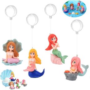 Set of 4 Pieces Fish Tank Decorations, Cute Little Mermaid Aquarium Decorations, Floating Device Aquarium Accessories, Suitable for All Kinds of Fish Tank Decoration.