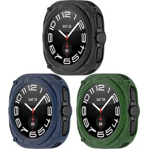 3Pack Case Cover Compatible with Samsung Galaxy Watch Ultra 47mm Cases Protector Protective Case Intended for Galaxy Watch Ultra (Black,Black,Black)