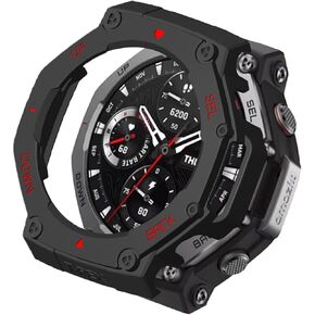 Compatible with Amazfit T-Rex 3 Protective Case Cover, Smartwatch Protective Case Cover Shell Soft and Durable Watch Accessories，Premium Soft TPU Slim Case Cover-Red