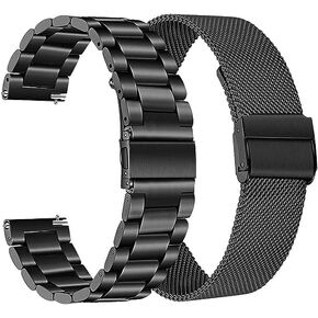 E ECSEM Compatible for Togalah P99/Jugeman P99/SOUYIE P99/CASCHO P98 Replacement Strap Bands, Mesh Loop + Stainless Steel Metal Strap for P98 P99 Smartwatch Accessories Women Men