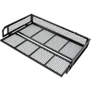 ECOTRIC Rear Cargo Basket Universal ATV UTV Storage Rack Rear Goods Mesh Rack Black Steel