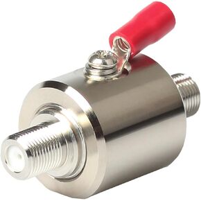 F Type Lightning Arrestor 3GHz 75 ohm with 90V Gas Tube Discharge TV Surge Protector (F Type Female to Female Lightning arrestor)