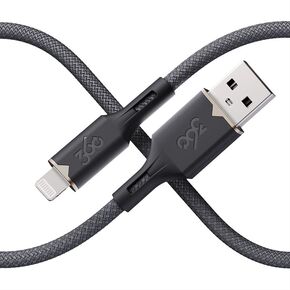 360 Electrical Fluid USB-A to Lightning Charger Cable, Mfi Certified Charger for Apple iPhone 14 13 12 11 X, iPad, 5 Foot, Granite