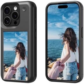 Smart Reflection Phone Case iPhone 15 Plus, Custom Image Display, Live Home Screen Reflection Black