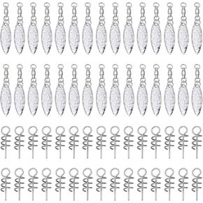CHGCRAFT 30PCS Spinner Blades with Ball Bearing and 30PCS Fishing Spring Pins Willow Fishing Blades Lure with Swivels Tail Spinner Lure Fishing Attractor for Lure Making Supplies