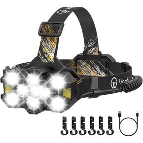 Rechargeable Headlamp, 25000 High Lumens 11 LED Head Lamp, 12 Modes Head Light Motion Sensor Waterproof Head Flashlight for Outdoor, Hunting, Camping, Gifts for Thanksgiving Day for Men Women Adults