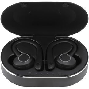 Bluetooth Earphone, Waterproof Stereo Noise Cancelling Earbuds with Mic LED Indicator, 120H Long Playtime, Earhooks Headphones for Driving Sports Travel (Black),