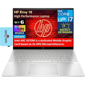 HP Envy High Performance Laptop 16.0" 120 Hz IPS WQXGA (Intel i7-13700H, Intel Arc A370M 4GB, 32GB DDR5, 1TB PCIe SSD, Backlit KYB, 2 Thunderbolt 4, Win 11 Pro) w/DKZ USB Port Expander