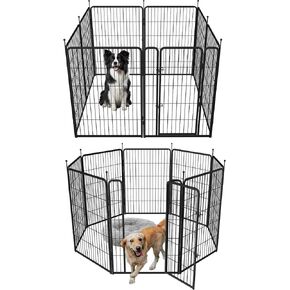 mestyl Dog Play Pen Indoors, Heavy Duty Metal Puppy Playpen, Portable Dog Exercise Pen Temporary Pet Fence with Gate, 40" Height 8 Panels Foldable Dog Kennel for Large/Medium/Small Dogs
