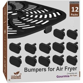 Original Air Fryer Rubber Feet for Gourmia Air Fryers, 12-Packs Upgraded Food Grade Air Fryer Silicone Rubber Bumpers, Rubber Tabs, Rubber Tips for Gourmia Air Fryer Tray, High Temperature Resistant