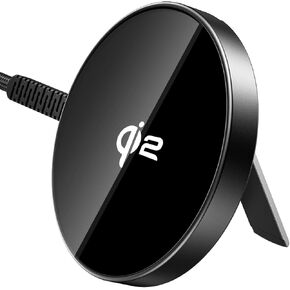 ESR HaloLock Qi2 Wireless Charger with Kickstand, Qi2 15W MagSafe iPhone Charger, Wireless Charging Pad for iPhone 16/15/14/13/12 Series, AirPods Pro, Strong Magnetic Charging with Type-C Cable, Black