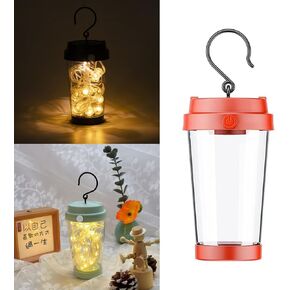 DIY Camping Lantern Night Light, Cute LED Table Lamp, Portable & Movable Water Cup Bedside Lamp, Outdoor Indoor Lighting for Balconies Railings Trees and Home Decor(Green-A)