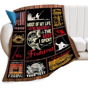 Fishing Blanket Fishing Gift for Fisherman Fish Lover Gifts Fishing Decor Pictures Blanket Stuff Decor Cozy Flannel Soft Warm Plush Lightweight Bedding Flannel Fleece Sofa Bedding Couch 40"x50"