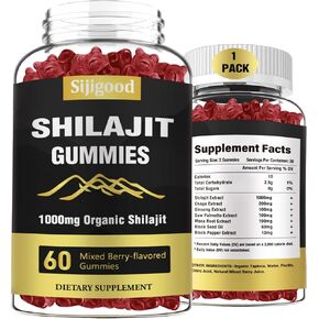 2 Packs 1000 MG Shilajit Supplement Gummies with 85+ Trace Minerals Supplement, Shilajit for Men & Women - 120 Blueberry Flavored Gummies