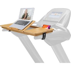 Nnewvante Treadmill Desk Attachment Bamboo Walking Laptop Stand Holder Workstation Adjustable Desktop Laptop Tray for Treadmill