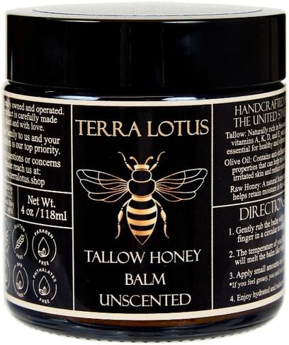 Organic Grass-Fed Beef Tallow Balm with Raw Honey - Moisturizing Cream for Soft, Smooth Skin - Handmade All-Natural Moisturizer - 4 oz (Lavender) in Saudi Arabia