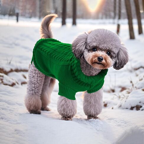 choyaxo 2 Packs Dog Sweater for Small Pet Dogs Cat Breathable Knitted Warm Cat Outfit for Christmas Valentine's Day Warm Apparel for Winter (Red+Green, Medium) in Saudi Arabia