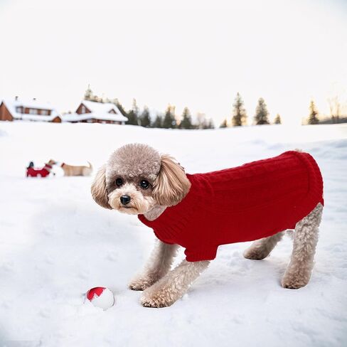 choyaxo 2 Packs Dog Sweater for Small Pet Dogs Cat Breathable Knitted Warm Cat Outfit for Christmas Valentine's Day Warm Apparel for Winter (Red+Green, Medium) in Saudi Arabia