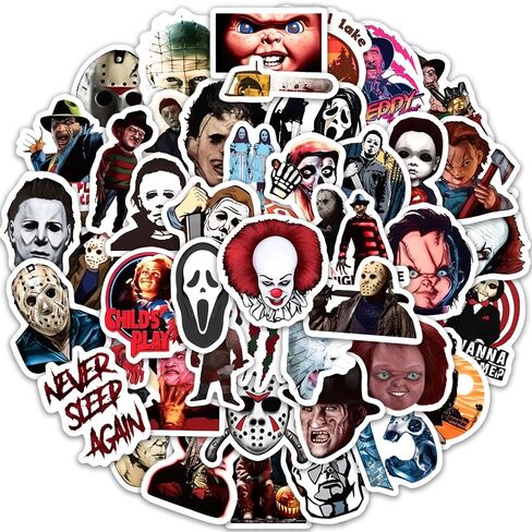 Horror Movie Stickers, 100pcs Horror Scary Stickers for Water Bottles Laptops, Horror Theme Sticker for Party Supplies, Christmas Gifts (100) in Saudi Arabia