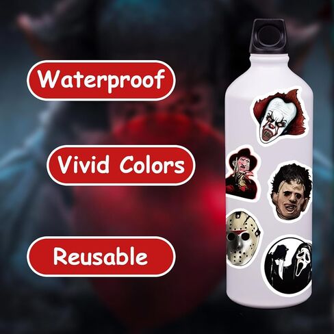 Horror Movie Stickers, 100pcs Horror Scary Stickers for Water Bottles Laptops, Horror Theme Sticker for Party Supplies, Christmas Gifts (100) in Saudi Arabia