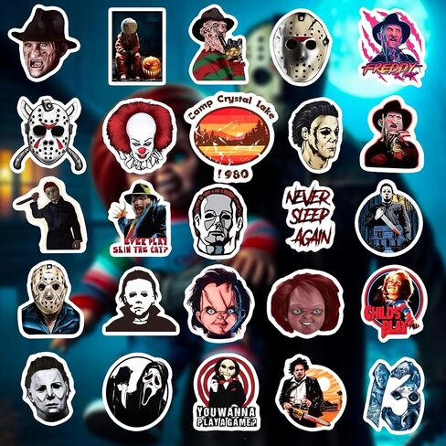 Horror Movie Stickers, 100pcs Horror Scary Stickers for Water Bottles Laptops, Horror Theme Sticker for Party Supplies, Christmas Gifts (100) in Saudi Arabia
