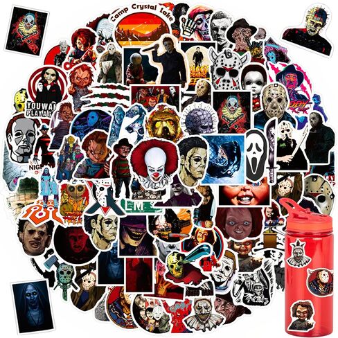 Horror Movie Stickers, 100pcs Horror Scary Stickers for Water Bottles Laptops, Horror Theme Sticker for Party Supplies, Christmas Gifts (100) in Saudi Arabia