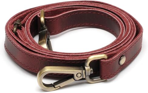 حزام جلدي بديل لحقائب اليد، وحافظات أجهزة MacBook والكمبيوتر المحمول، وحزام كتف جلدي من Crazy Horse، وحزام محفظة جلدي قابل للتعديل مصنوع يدويًا مع مشابك دوارة، مقاس متوسط، بني in Kuwait