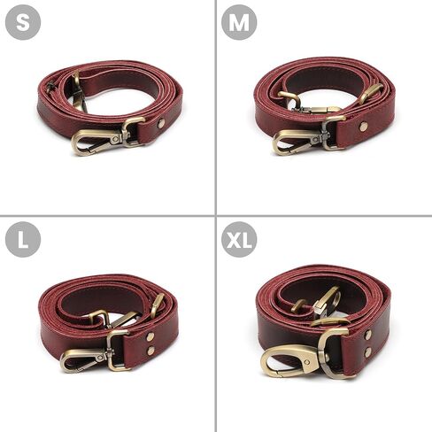 حزام جلدي بديل لحقائب اليد، وحافظات أجهزة MacBook والكمبيوتر المحمول، وحزام كتف جلدي من Crazy Horse، وحزام محفظة جلدي قابل للتعديل مصنوع يدويًا مع مشابك دوارة، مقاس متوسط، بني in Kuwait