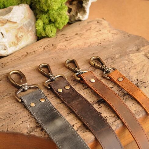 Leather Replacement Strap for Handbags, MacBook and Laptop Cases, Crazy Horse Leather Shoulder Strap, Handmade Adjustable Leather Purse Strap with Swivel Clasps, Medium, Brown in Saudi Arabia