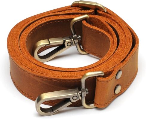 Leather Replacement Strap for Handbags, MacBook and Laptop Cases, Crazy Horse Leather Shoulder Strap, Handmade Adjustable Leather Purse Strap with Swivel Clasps, Medium, Brown in Saudi Arabia