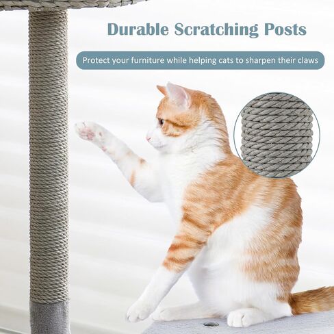 Tangkula Cat Tree for Indoor Cats, 42 Inch Cute Cat Tower with Curved Metal Supporting Frame, Sisal Scratching Posts, Top Perch, Cat Condo, 3-Layer Small Flower Cat Tree Tower in Kuwait