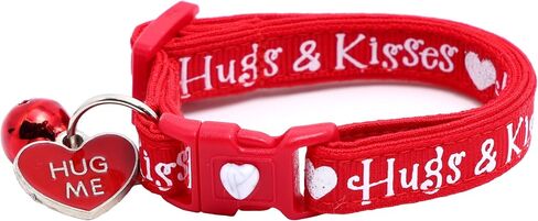 Valentines Day Cat Collar with Bell | Safety Breakaway Collar | Adjustable Large Size or Kitten Collar (Pastel Conversation Hearts, Small(10lbs & Less)) in Saudi Arabia