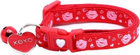 Valentines Day Cat Collar with Bell | Safety Breakaway Collar | Adjustable Large Size or Kitten Collar (Pastel Conversation Hearts, Small(10lbs & Less)) in Saudi Arabia