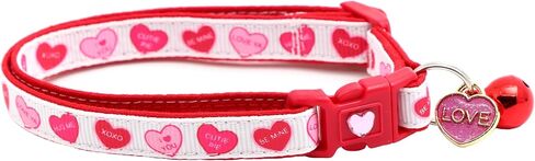Valentines Day Cat Collar with Bell | Safety Breakaway Collar | Adjustable Large Size or Kitten Collar (Pastel Conversation Hearts, Small(10lbs & Less)) in Saudi Arabia