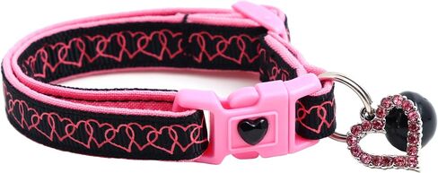 Valentines Day Cat Collar with Bell | Safety Breakaway Collar | Adjustable Large Size or Kitten Collar (Pastel Conversation Hearts, Small(10lbs & Less)) in Saudi Arabia