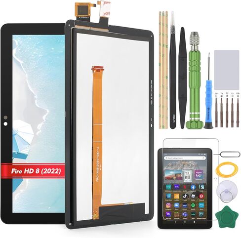 شاشة بديلة لشاشة Amazon Kindle Fire HD 8 2022 الجيل الثاني عشر R2SP8T LCD لجهاز Kindle Fire HD 8 2022 مجموعة رقمية لشاشة تعمل باللمس من الجيل الثاني عشر (أسود) in Kuwait