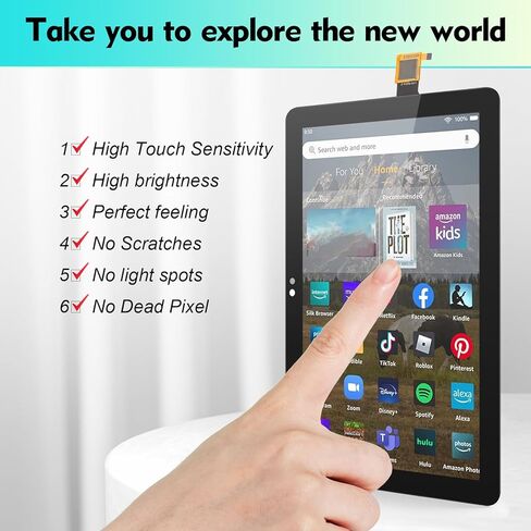 شاشة بديلة لشاشة Amazon Kindle Fire HD 8 2022 الجيل الثاني عشر R2SP8T LCD لجهاز Kindle Fire HD 8 2022 مجموعة رقمية لشاشة تعمل باللمس من الجيل الثاني عشر (أسود) in Kuwait