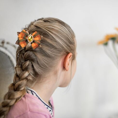 Fall Pumpkin Hair Bow Clips for Girls,Cute Handmade Happy Fall Colored Ribbon Bow Barrettes Alligator Hairpins Give Thanks Halloween Dress Outfit Decor Accessories Gift (B) in Saudi Arabia