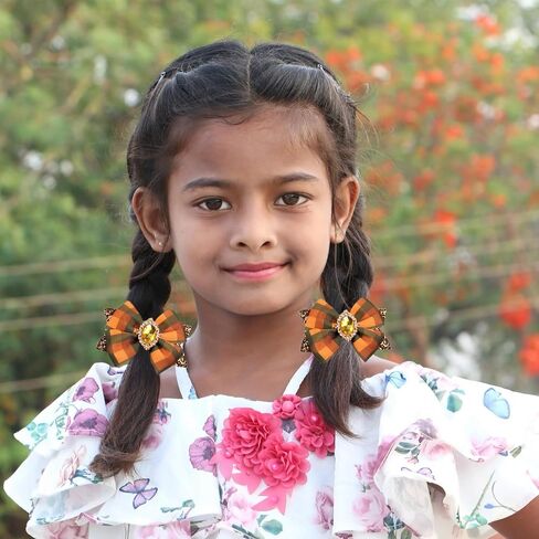 Fall Pumpkin Hair Bow Clips for Girls,Cute Handmade Happy Fall Colored Ribbon Bow Barrettes Alligator Hairpins Give Thanks Halloween Dress Outfit Decor Accessories Gift (B) in Saudi Arabia