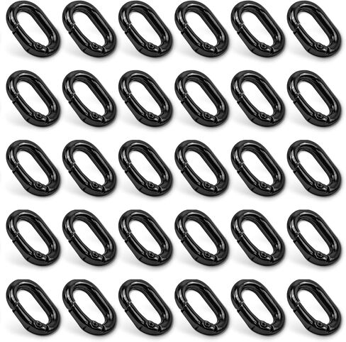 30pcs Black Oval Carabiner Metal Spring Loop Clip, Small Carabiner Metal Spring Key Ring for Bags, Keychain, Dog Tag Clips in Saudi Arabia