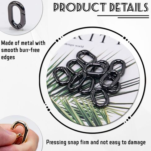 30pcs Black Oval Carabiner Metal Spring Loop Clip, Small Carabiner Metal Spring Key Ring for Bags, Keychain, Dog Tag Clips in Saudi Arabia