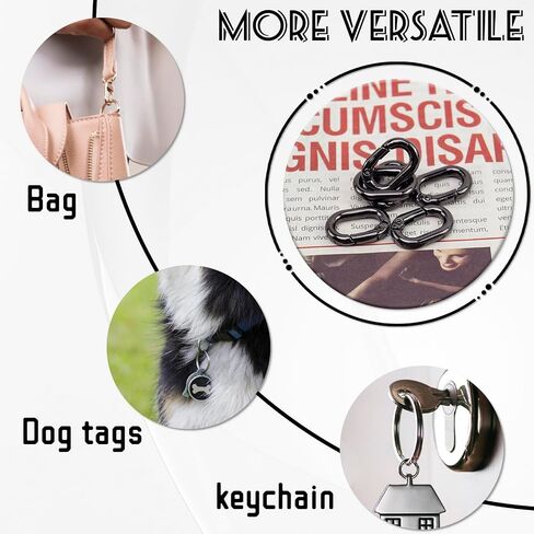 30pcs Black Oval Carabiner Metal Spring Loop Clip, Small Carabiner Metal Spring Key Ring for Bags, Keychain, Dog Tag Clips in Saudi Arabia