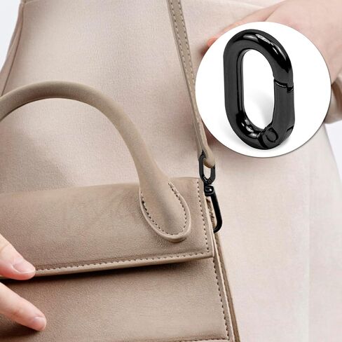 30pcs Black Oval Carabiner Metal Spring Loop Clip, Small Carabiner Metal Spring Key Ring for Bags, Keychain, Dog Tag Clips in Saudi Arabia