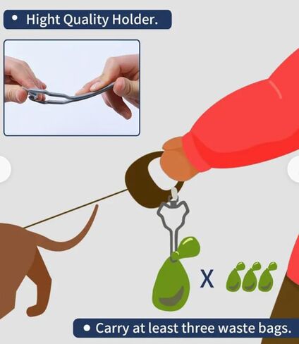 يحدث القرف المدمجة! حامل موزع أكياس نفايات الحيوانات الأليفة للكلاب مع حامل أكياس نفايات مريح بدون استخدام اليدين، أسود in Saudi Arabia