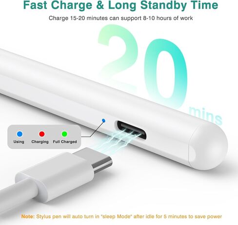 قلم ستايلس لجهاز iPad، 5X Fast Charge Apple iPad 10th Generation Pencil Work for Apple iPad Pro 11/12.9"، iPad 6-10، iPad Air 3-5، iPad Mini 5/6 in Kuwait